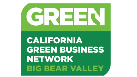 Un logotipo digital para la Red de Empresas Ecológicas de California en Big Bear Valley.