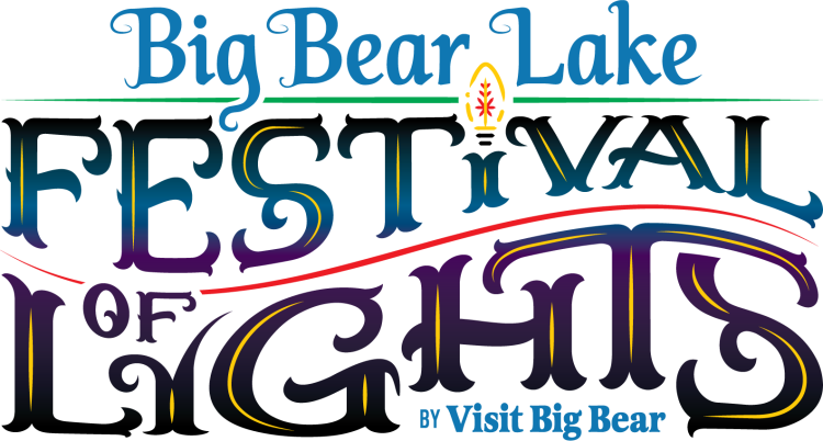 A digital logo for the Big Bear Lake Festival of Lights by Visit Big Bear.