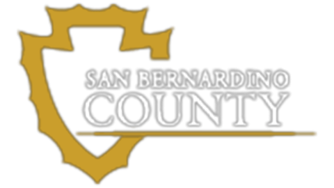 Un logotipo digital para el condado de San Bernardino: el logotipo presenta un escudo amarillo con puntas curvadas.