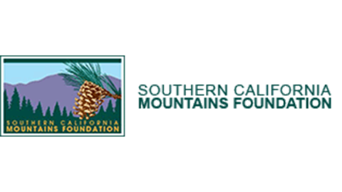 Un logotipo digital para la Fundación de las Montañas del Sur de California: el logotipo muestra una piña sujeta a una rama en un valle.