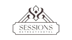 Un logotipo digital para Sessions Retreat & Hotel. El logotipo tiene dos letras «S» que apuntan una hacia la otra.