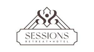 Un logotipo digital para Sessions Retreat & Hotel. El logotipo tiene dos letras «S» que apuntan una hacia la otra.