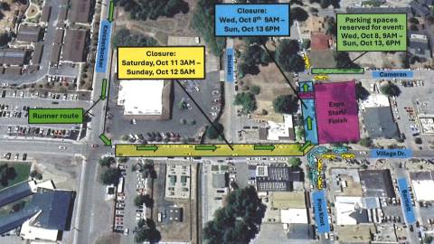 Folleto digital sobre el cierre de carreteras en la línea de meta de la carrera Kodiak 2025