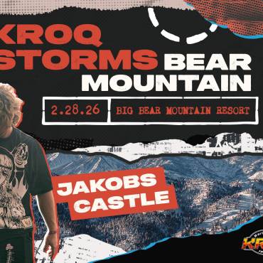 Cartel digital para el evento Kroq Storms Bear Mountain, que tendrá lugar el 28 de febrero en la estación de esquí Bear Mountain.