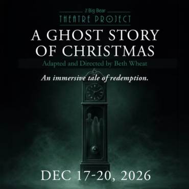 Un folleto digital sobre una obra de teatro que se representa en el Big Bear Performing Arts Center; la obra se titula «A Ghost Story Of Christmas».