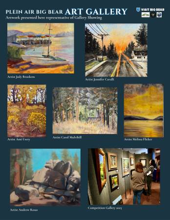 Un folleto digital sobre el evento «Big Bear Moonridge Corridor en plein air Gallery», que tendrá lugar el 4 de octubre de 2026.