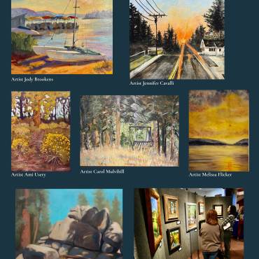 Un folleto digital sobre el evento «Big Bear Moonridge Corridor en plein air Gallery», que tendrá lugar el 4 de octubre de 2026.